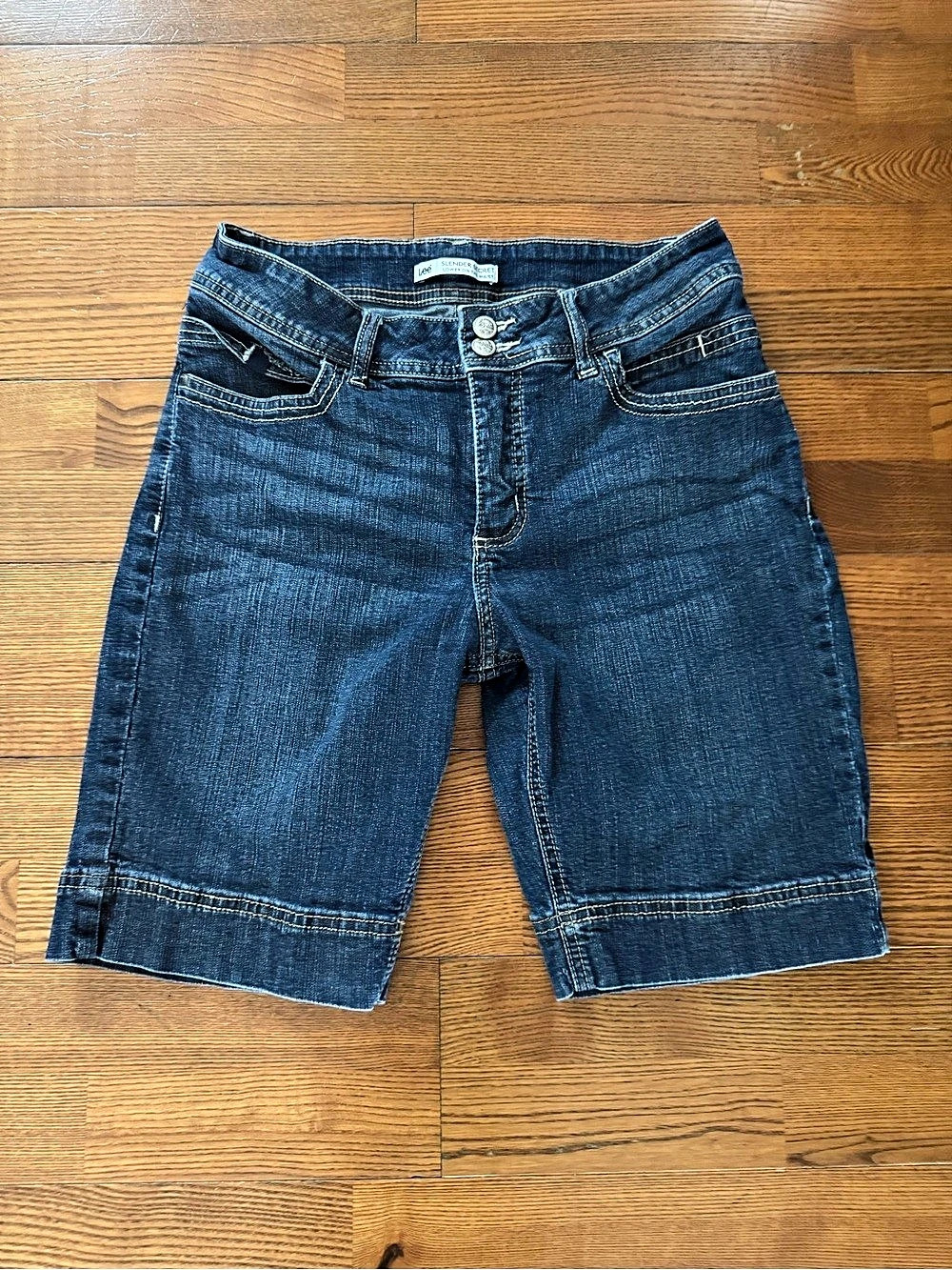 Lee Slender Secret Lower On The Waist Shorts Denim Bermuda Shorts Blue